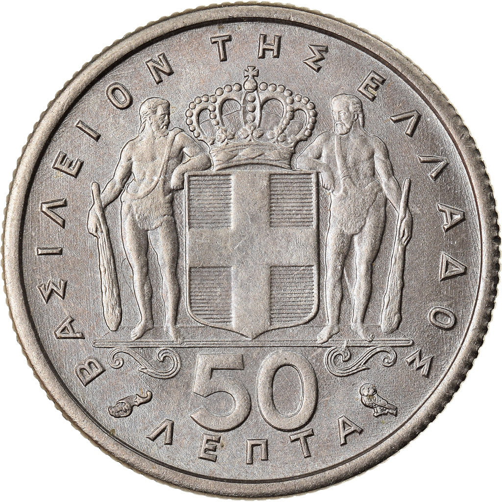 Coin, Greece, Paul I, 50 Lepta, 1965, EF(40-45), Copper-nickel, KM:80