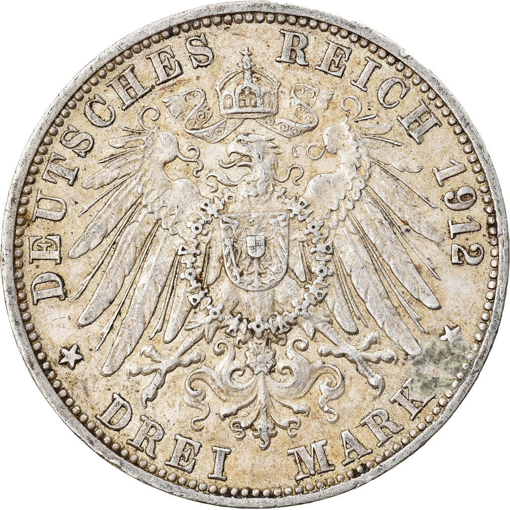 Münze, Deutsch Staaten, BADEN, Friedrich II, 3 Mark, 1912, Stuttgart, S+
