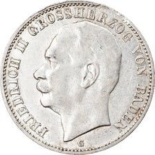 Coin, German States, BADEN, Friedrich II, 3 Mark, 1912, Karlsruhe, AU(50-53)