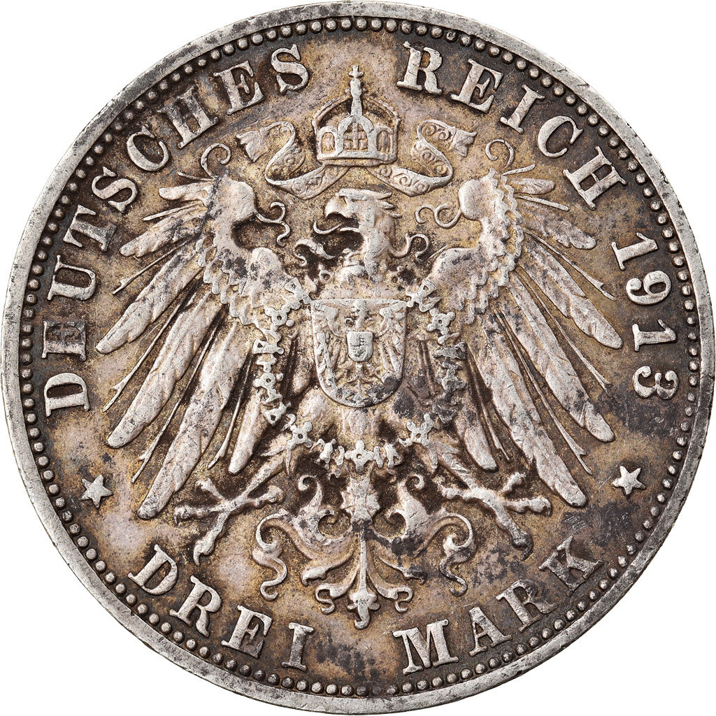 Coin, German States, SAXONY-ALBERTINE, Friedrich August III, 3 Mark, 1913