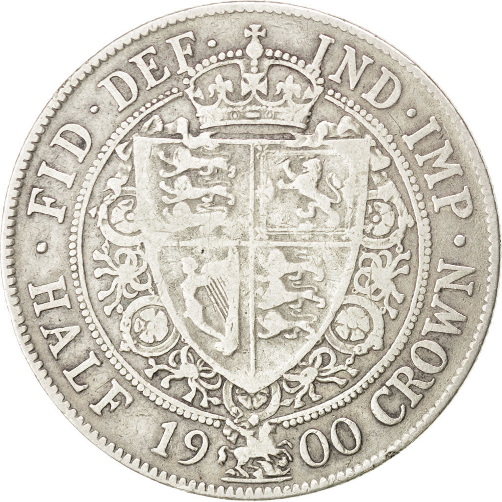 GREAT BRITAIN, 1/2 Crown, 1900, KM #782, VF(30-35), Silver, 32.3, 13.88