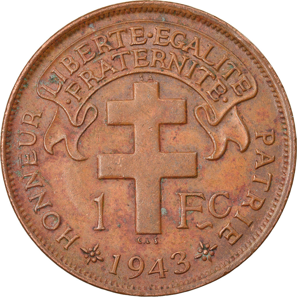 Coin, Cameroon, Franc, 1943, Pretoria, EF(40-45), Bronze, KM:5