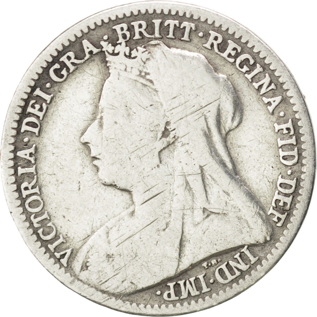 GREAT BRITAIN, 3 Pence, 1900, KM #777, VF(30-35), Silver, 16, 1.33