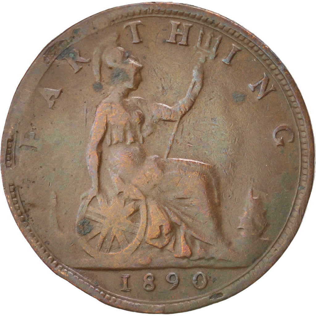 Coin, Great Britain, Victoria, Farthing, 1890, VF(30-35), Bronze, KM:753