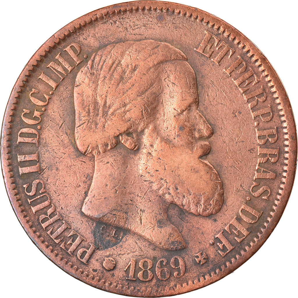 Monnaie, Brésil, Pedro II, 20 Reis, 1869, TB+, Bronze, KM:474