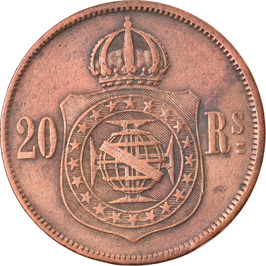 Monnaie, Brésil, Pedro II, 20 Reis, 1869, TB+, Bronze, KM:474