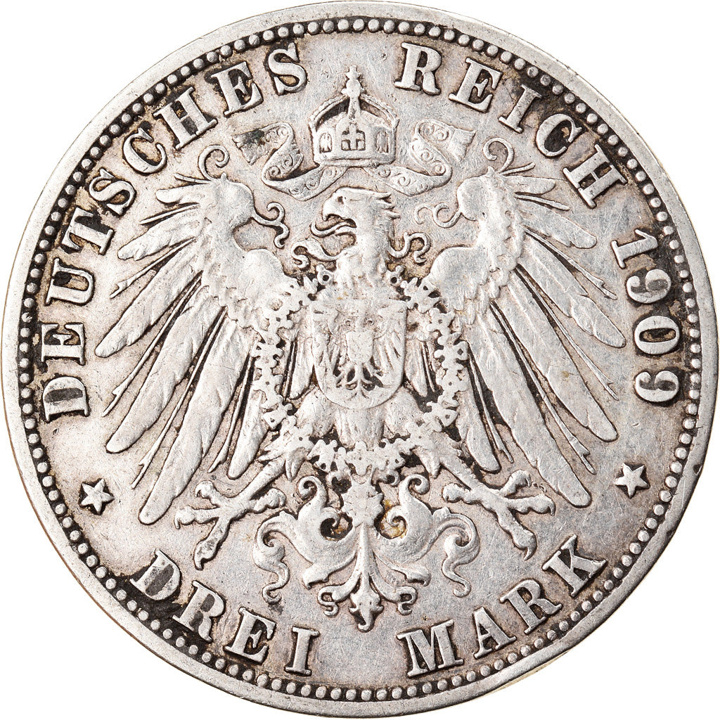 Monnaie, Etats allemands, PRUSSIA, Wilhelm II, 3 Mark, 1909, Berlin, TTB