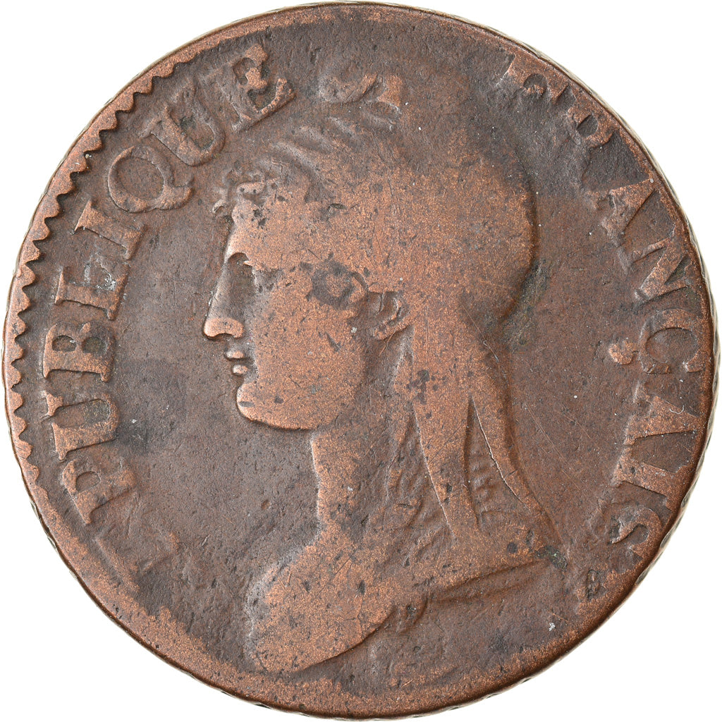 Moneta, Francja, Dupré, 5 Centimes, AN 8, Metz, VF(30-35), Bronze, KM:640.2