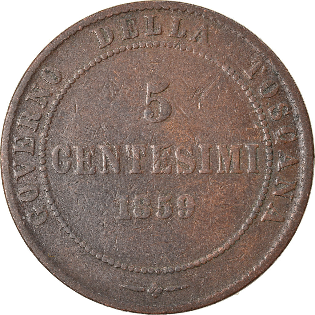 Monnaie, États italiens, EMILIA, Vittorio Emanuele II, 5 Centesimi, 1859