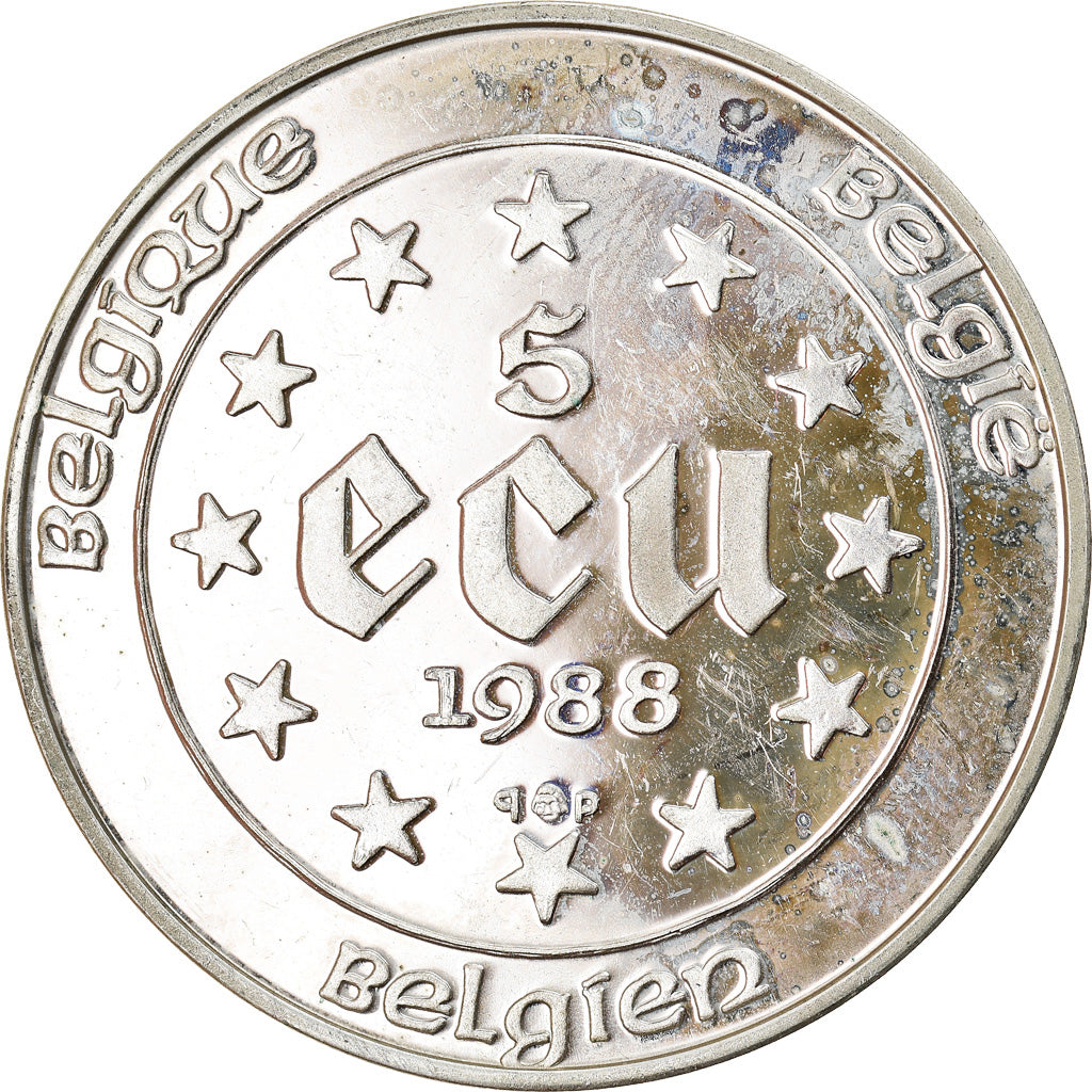 Monnaie, Belgique, 5 Ecu, 1988, SUP, Argent, KM:166