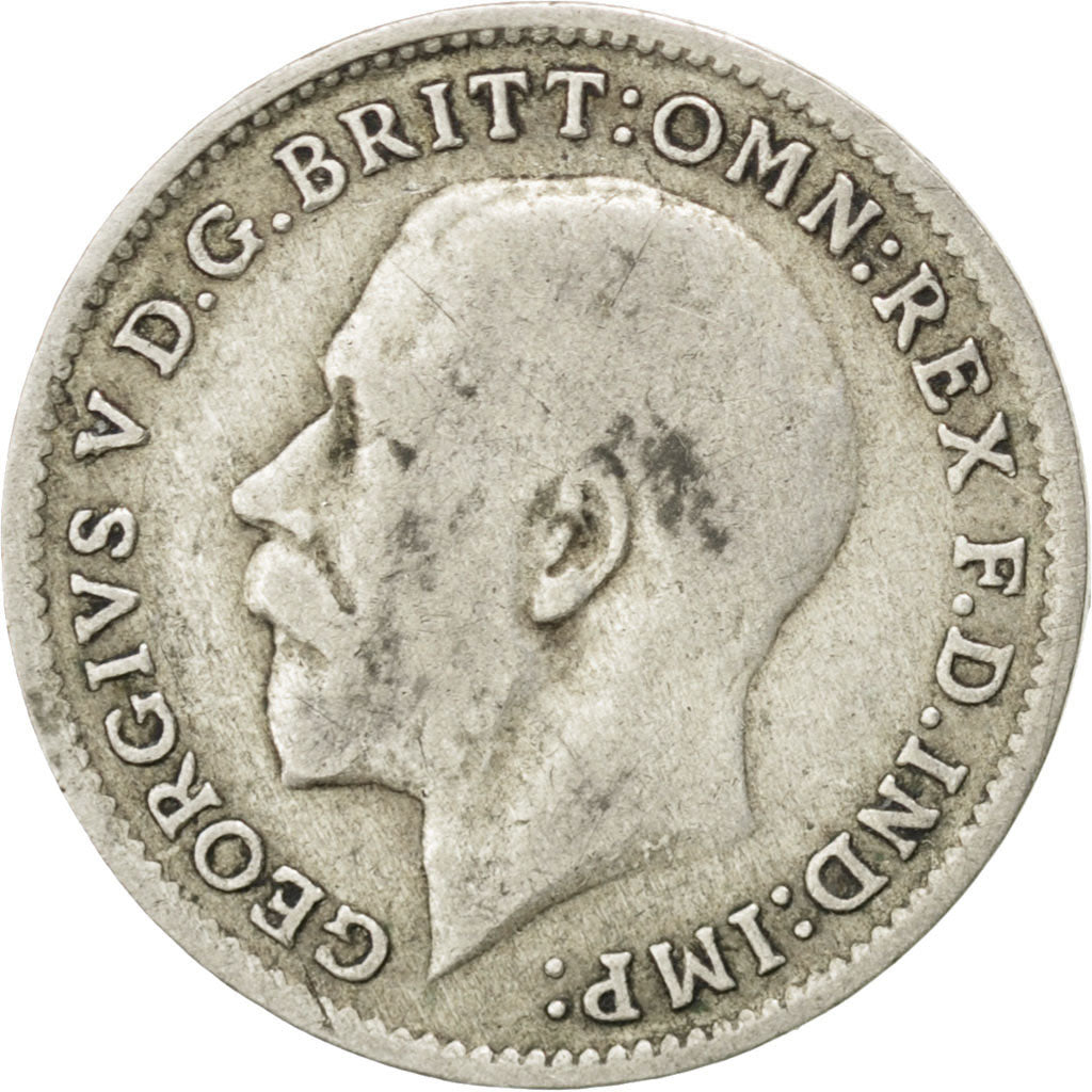 GREAT BRITAIN, 3 Pence, 1922, KM #813a, VF(30-35), Silver, 16.1, 1.37
