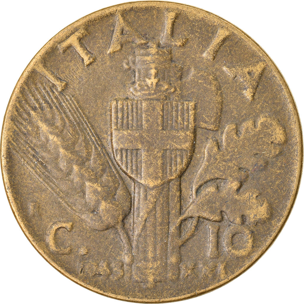 Coin, Italy, Vittorio Emanuele III, 10 Centesimi, 1943, Rome, VF(30-35)