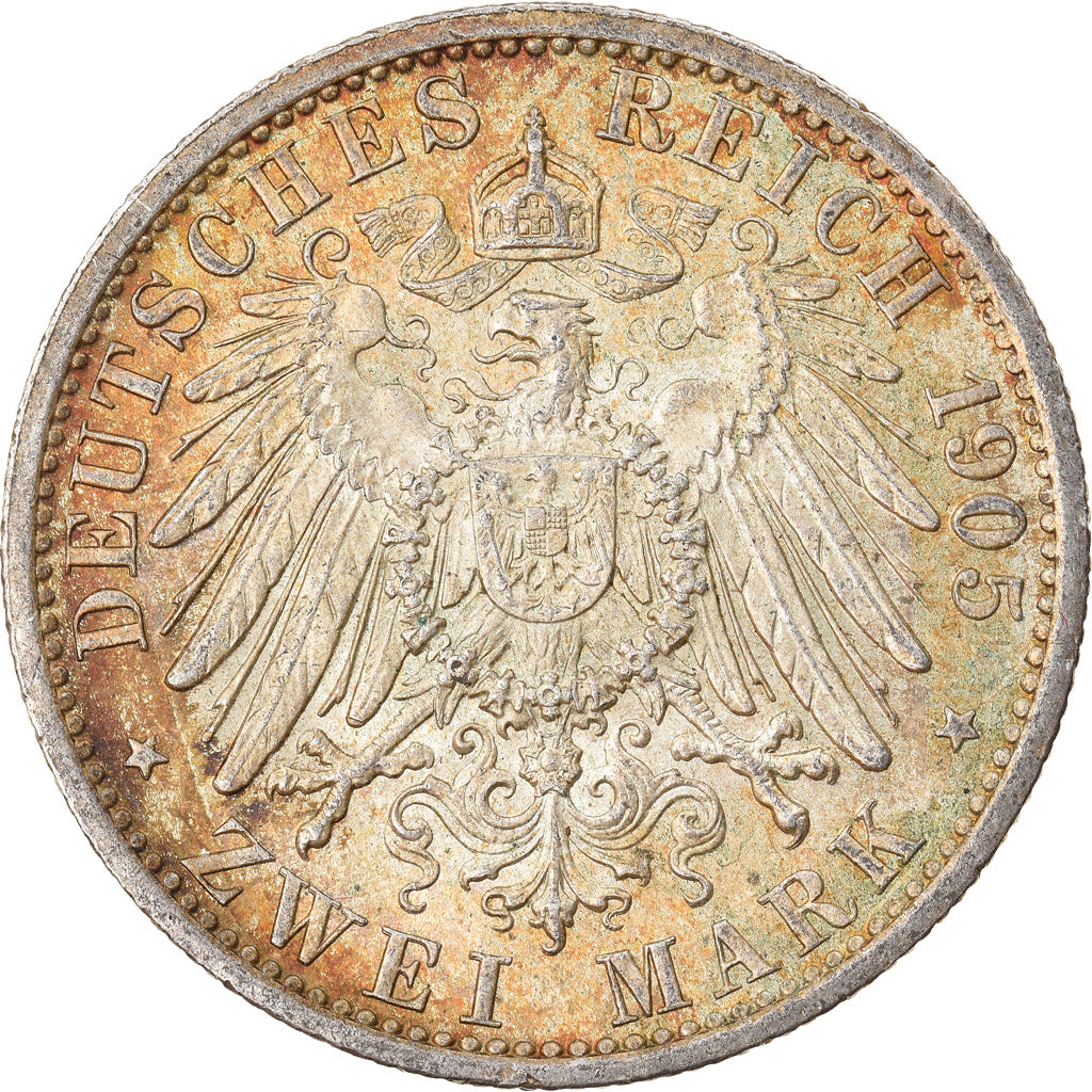 Coin, German States, PRUSSIA, Wilhelm II, 2 Mark, 1905, Berlin, VF(20-25)