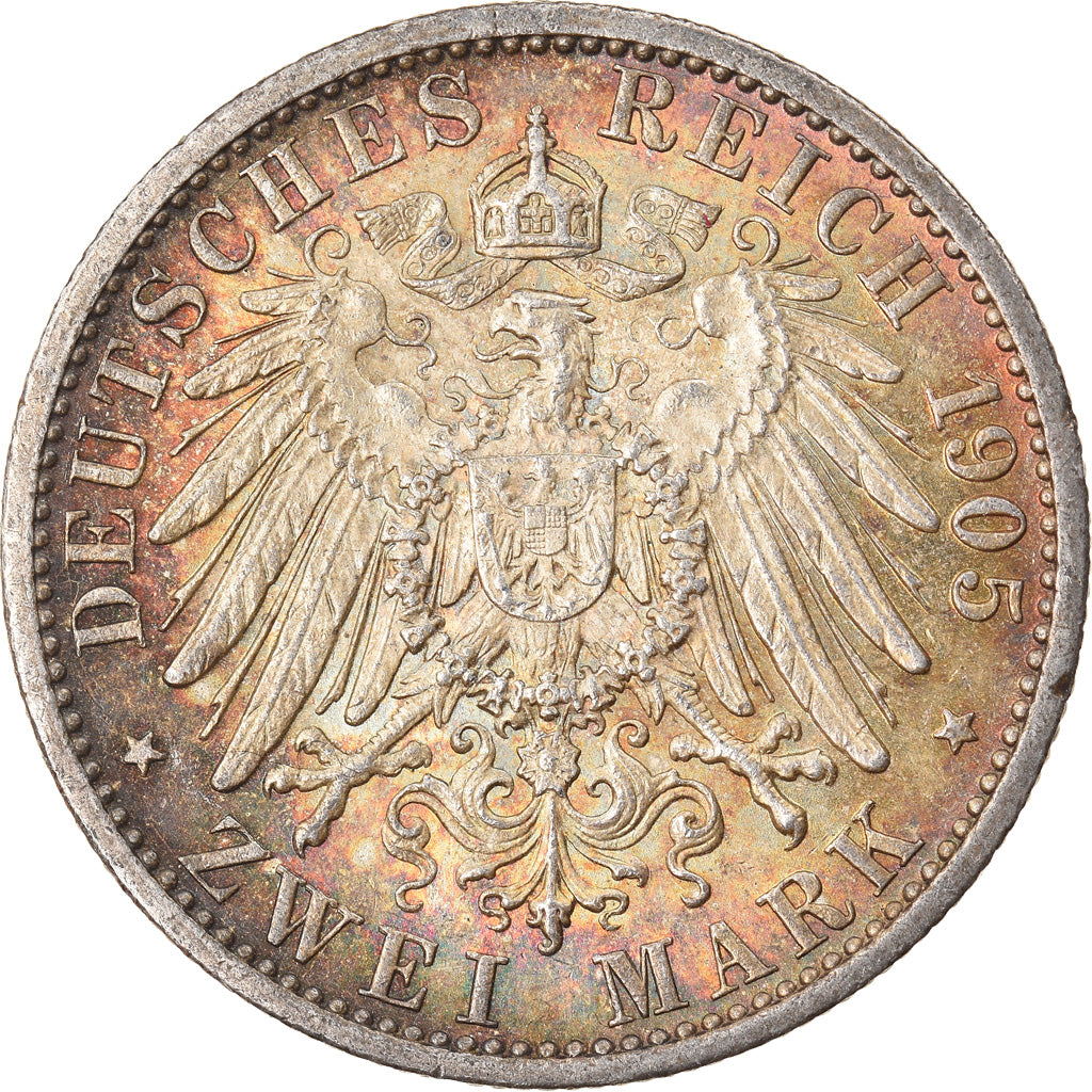Coin, German States, PRUSSIA, Wilhelm II, 2 Mark, 1905, Berlin, VF(20-25)