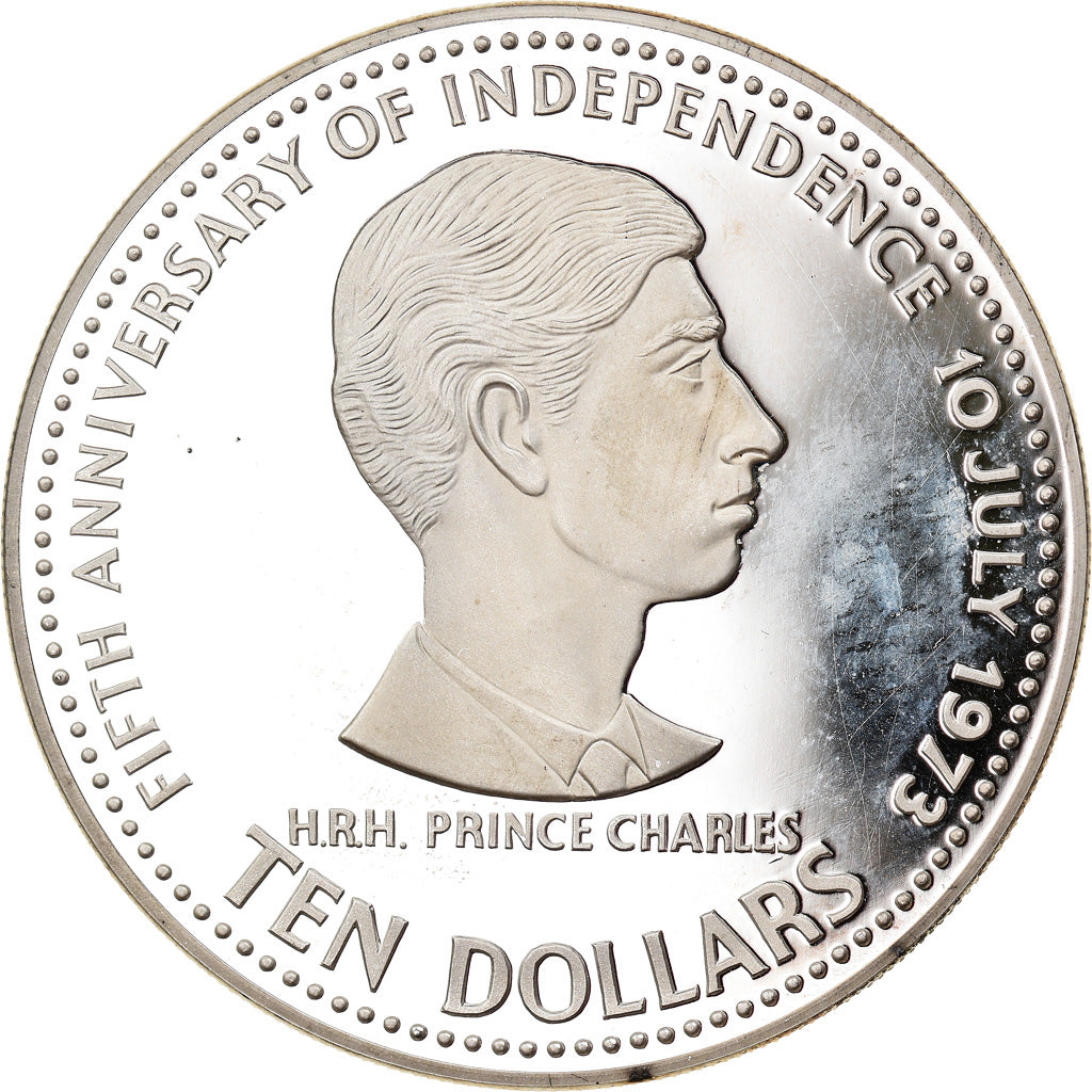 Moneta, Bahamas, Elizabeth II, 10 Dollars, 1978, Franklin Mint, SPL, Argento