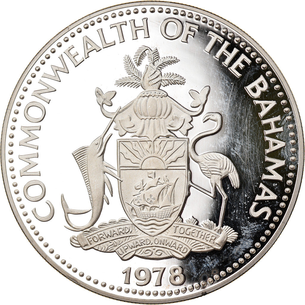 Moneta, Bahamas, Elizabeth II, 10 Dollars, 1978, Franklin Mint, SPL, Argento