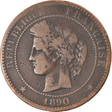 Coin, France, Cérès, 10 Centimes, 1890, Paris, VF(20-25), Bronze, KM:815.1