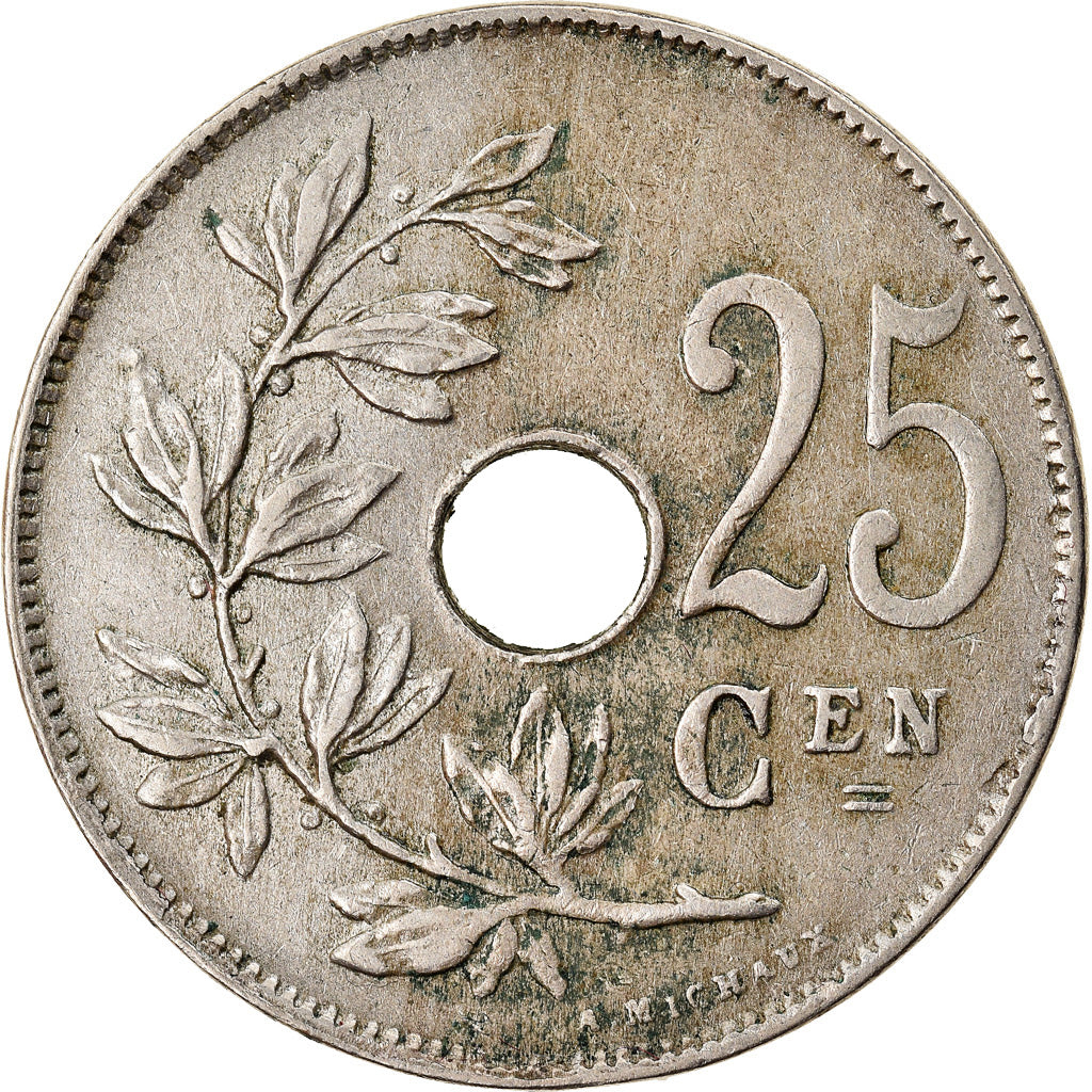 Moneda, Bélgica, 25 Centimes, 1928, BC+, Cobre - níquel, KM:69