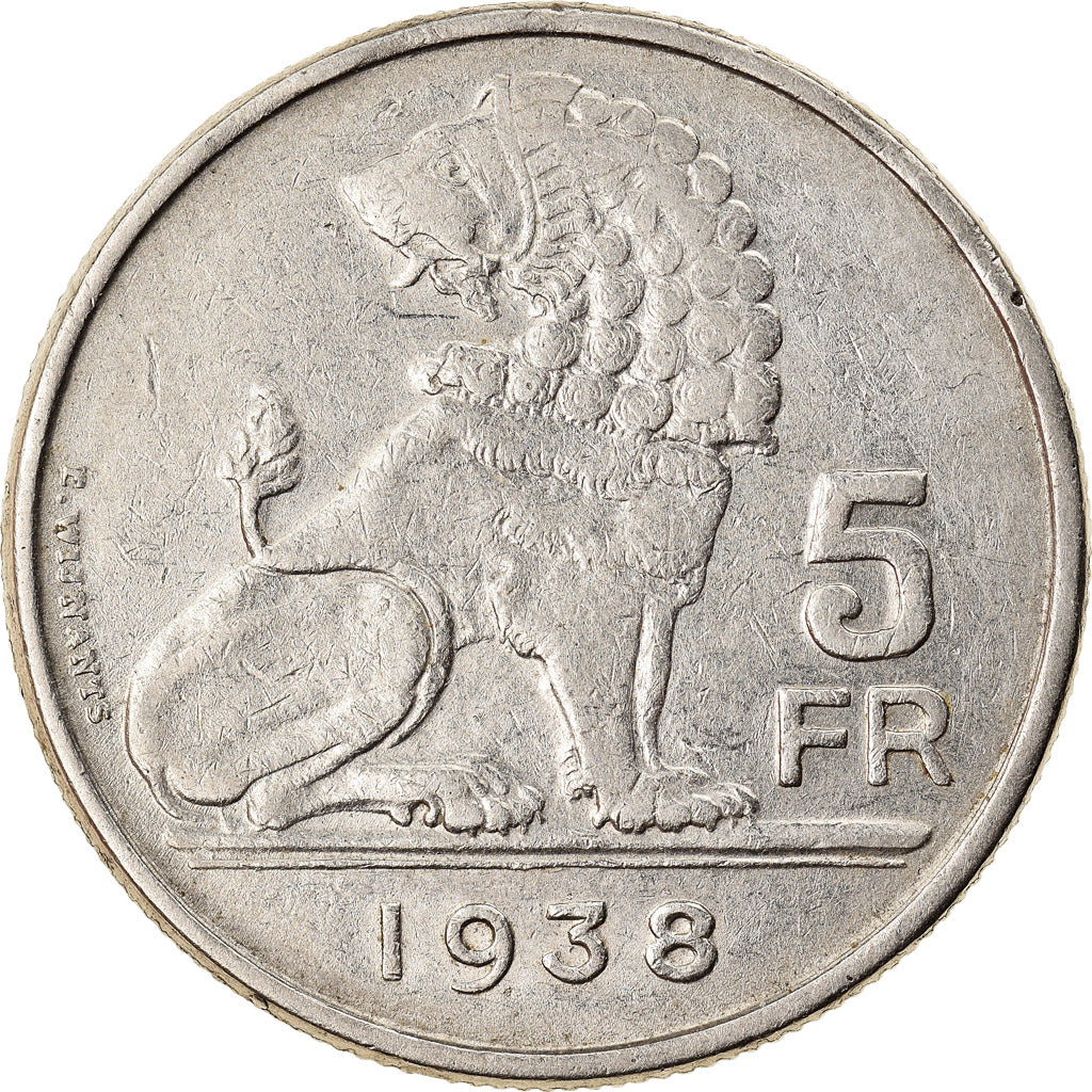 Monnaie, Belgique, 5 Francs, 5 Frank, 1938, TTB, Nickel, KM:117.1