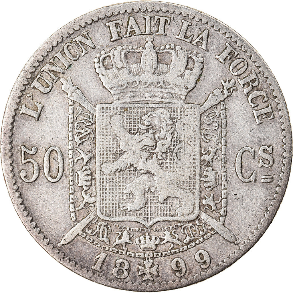 Coin, Belgium, Leopold II, 50 Centimes, 1899, EF(40-45), Silver, KM:26