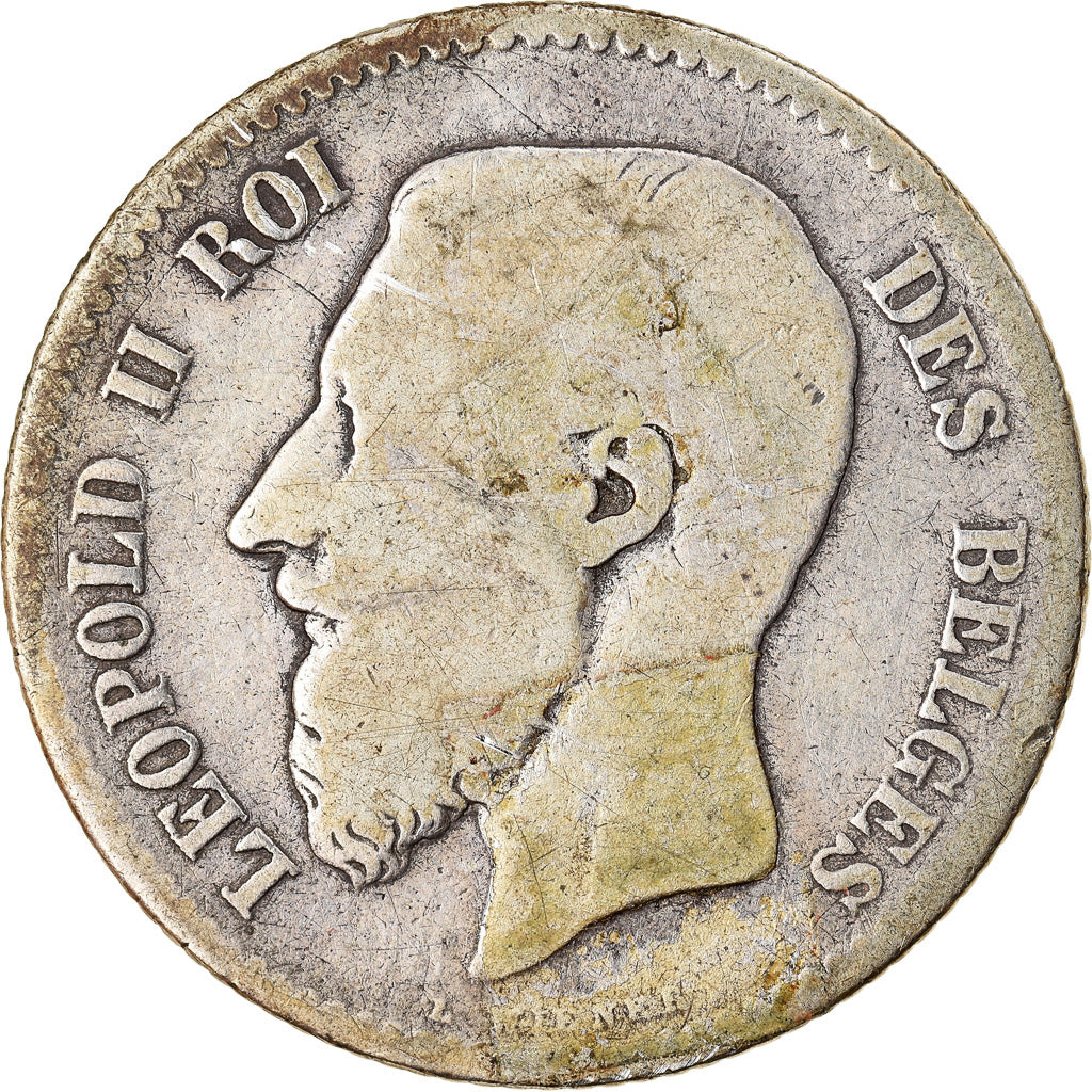 Moneda, Bélgica, Leopold II, Franc, 1867, BC+, Plata, KM:28.1