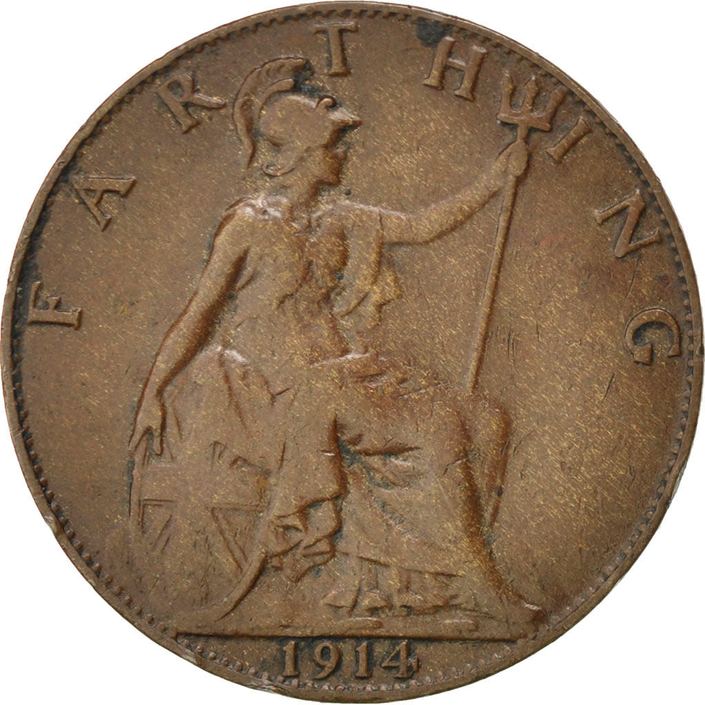 GREAT BRITAIN, Farthing, 1914, KM #808.1, EF(40-45), Bronze, 20, 2.86