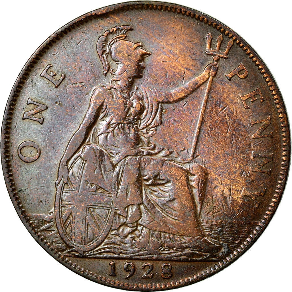 Coin, Great Britain, George V, Penny, 1928, EF(40-45), Bronze, KM:838