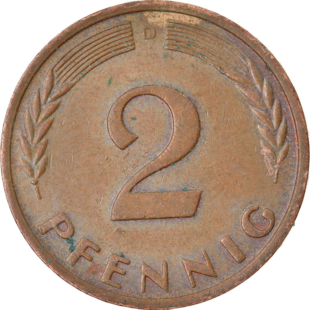Moeda, ALEMANHA - REPÚBLICA FEDERAL, 2 Pfennig, 1964, Munich, EF(40-45)