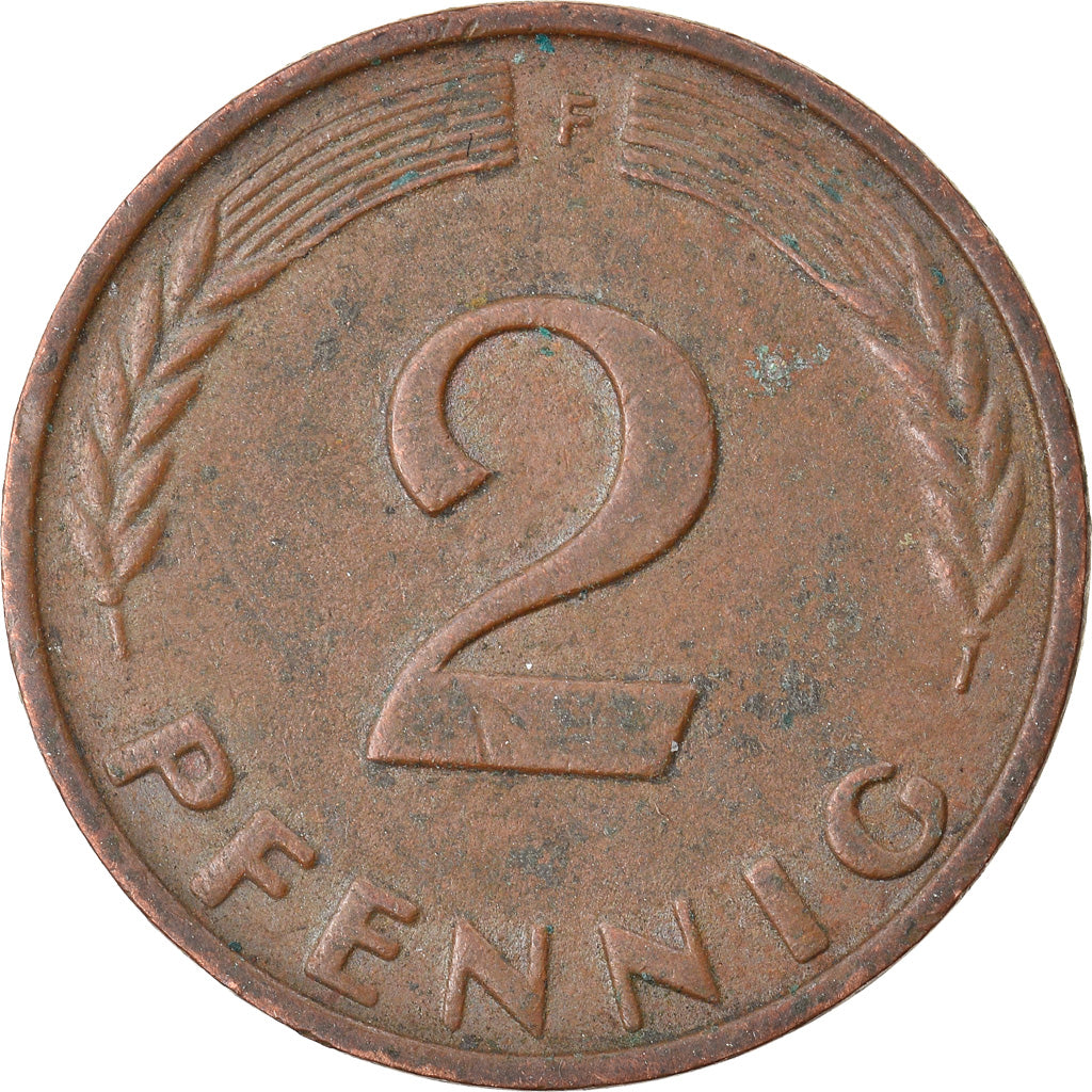 Coin, GERMANY - FEDERAL REPUBLIC, 2 Pfennig, 1966, Stuttgart, VF(30-35), Bronze