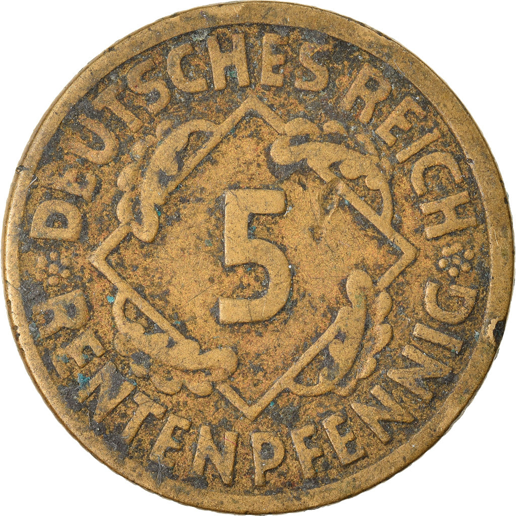 Coin, GERMANY, WEIMAR REPUBLIC, 5 Rentenpfennig, 1924, Hambourg, VF(30-35)