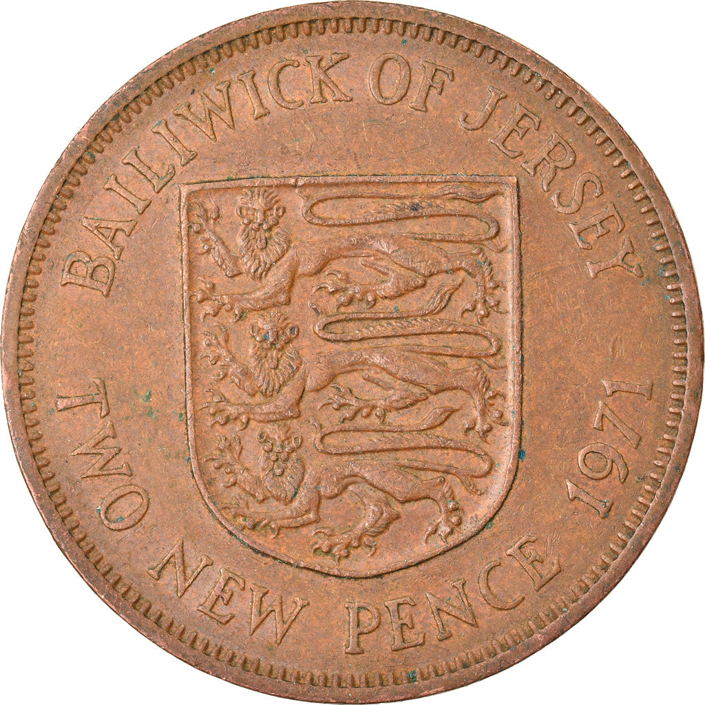 Monnaie, Jersey, Elizabeth II, 2 New Pence, 1971, TB+, Bronze, KM:31