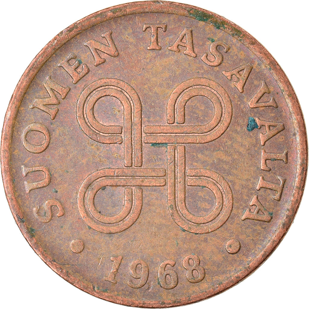 Moneda, Finlandia, Penni, 1968, BC+, Cobre, KM:44