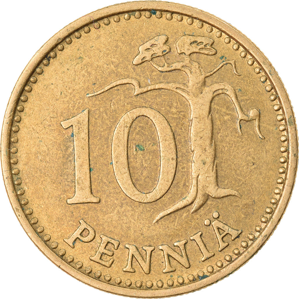 Coin, Finland, 10 Pennia, 1965, EF(40-45), Aluminum-Bronze, KM:46