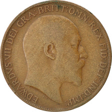 GREAT BRITAIN, Penny, 1908, KM #794.2, AU(50-53), Bronze, 31, 9.12