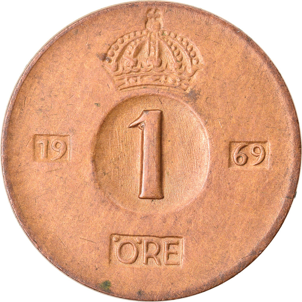 Moneta, Svezia, Gustaf VI, Ore, 1969, BB, Bronzo, KM:820