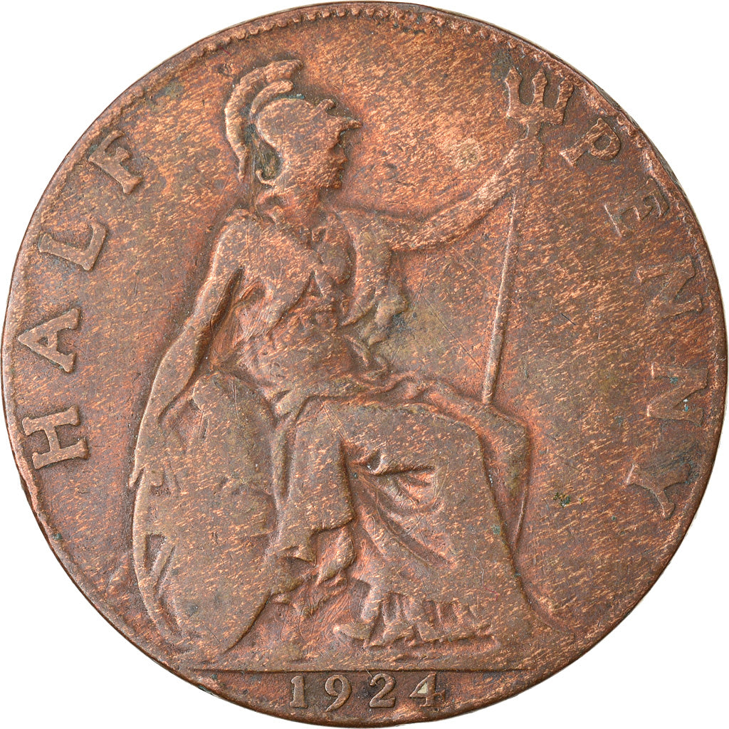 Münze, Großbritannien, George V, 1/2 Penny, 1924, S+, Bronze, KM:809