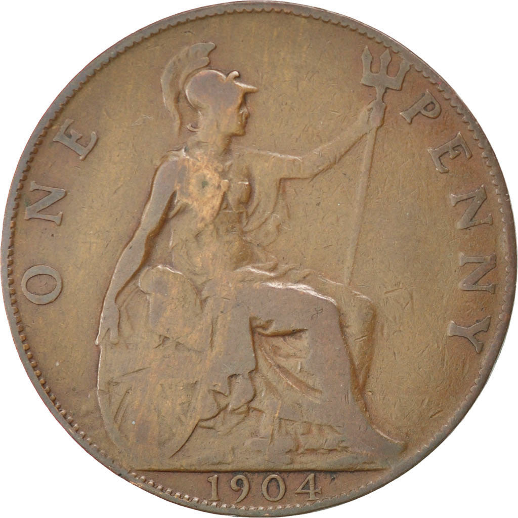 Coin, Great Britain, Edward VII, Penny, 1904, VF(30-35), Bronze, KM:794.2
