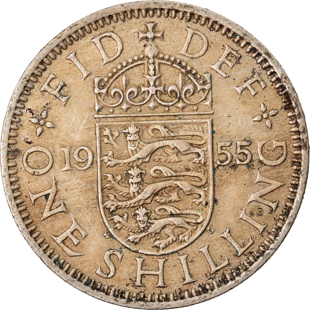 Münze, Großbritannien, Elizabeth II, Shilling, 1955, S+, Copper-nickel, KM:904