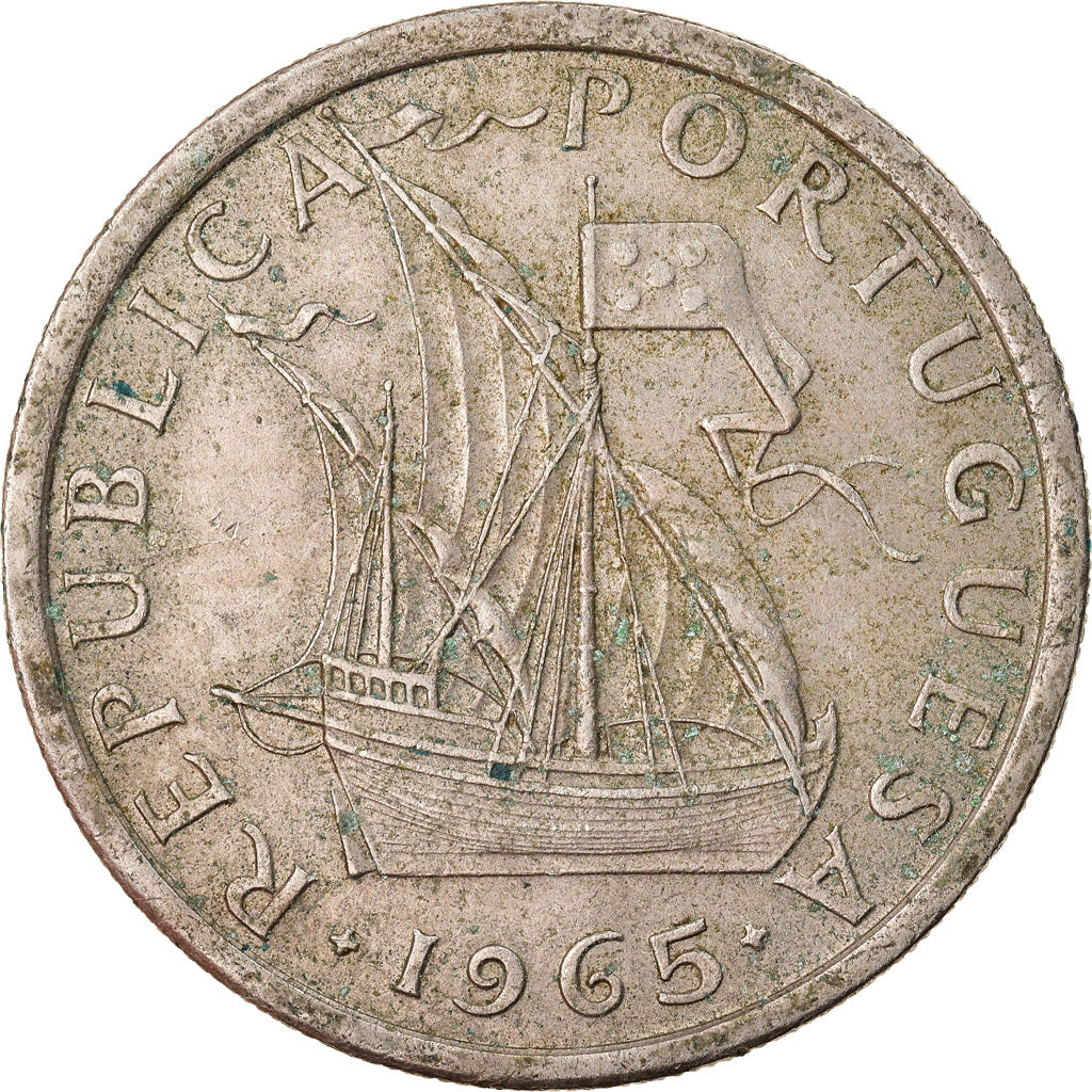 Coin, Portugal, 5 Escudos, 1965, VF(30-35), Copper-nickel, KM:591