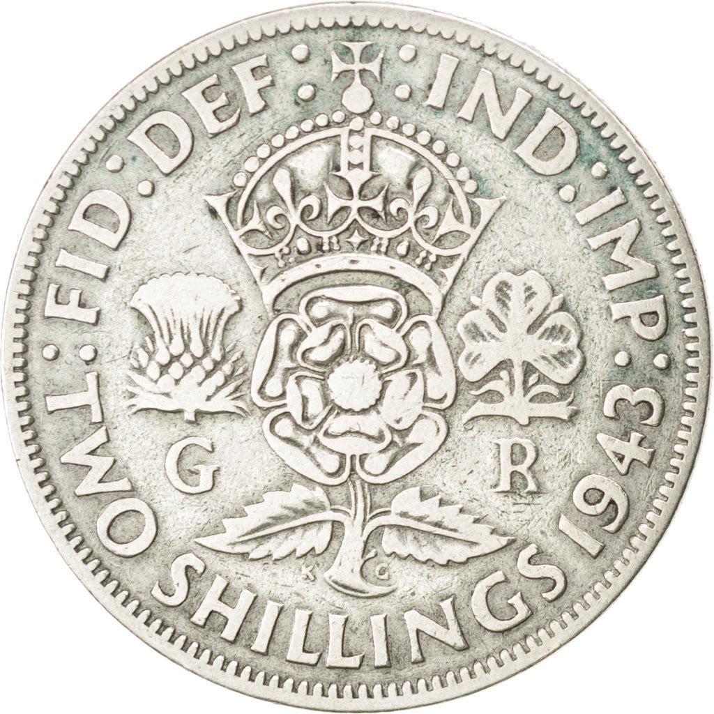Coin, Great Britain, George VI, Florin, Two Shillings, 1943, VF(30-35), Silver