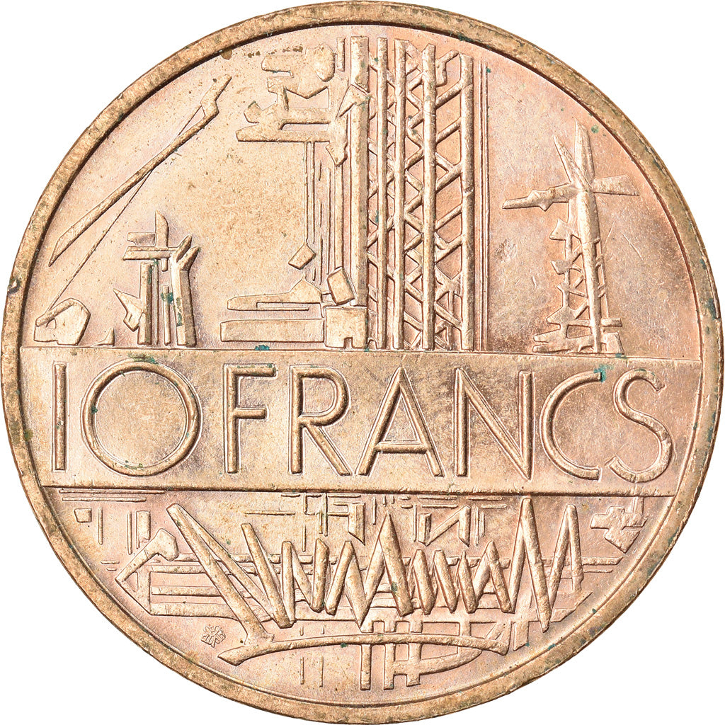 Munten, Frankrijk, Mathieu, 10 Francs, 1977, Paris, ZF+, Nickel-brass, KM:940