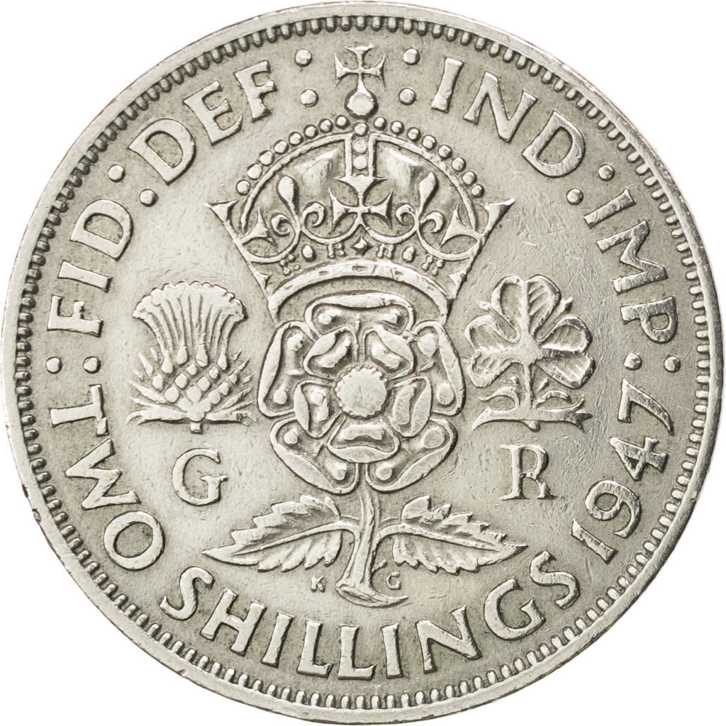 GREAT BRITAIN, Florin, Two Shillings, 1947, KM #865, EF(40-45), Copper-Nickel,..