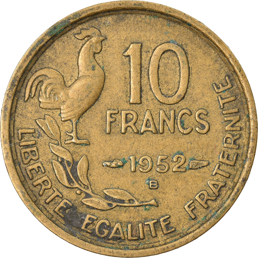 Moeda, França, Guiraud, 10 Francs, 1952, Beaumont - Le Roger, VF(30-35)