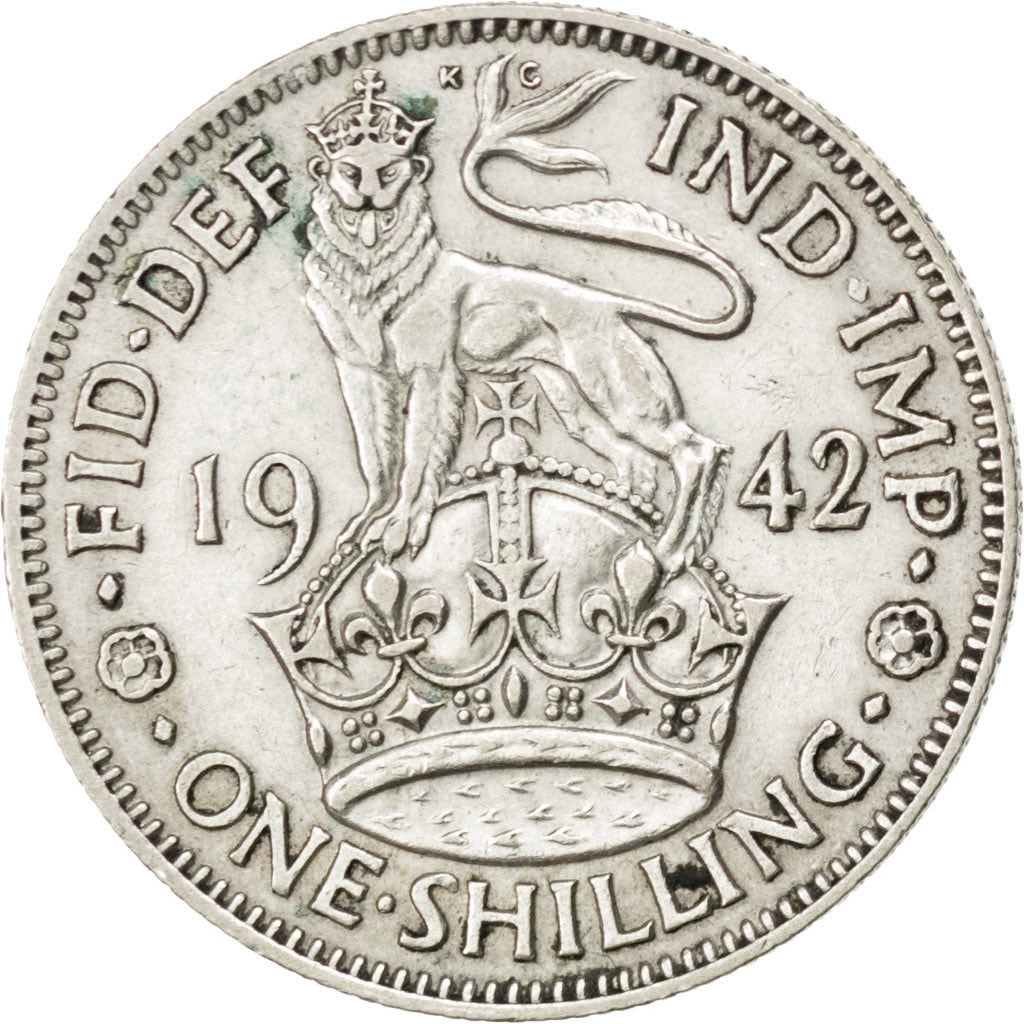 GREAT BRITAIN, Shilling, 1942, KM #853, AU(50-53), Silver, 23.5, 5.60