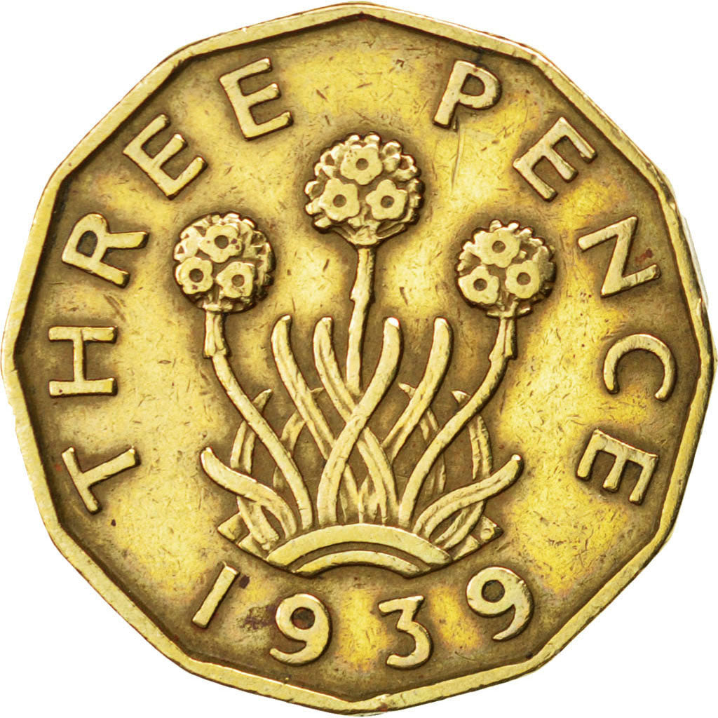 GREAT BRITAIN, 3 Pence, 1939, KM #850, EF(40-45), Silver, 16, 6.71