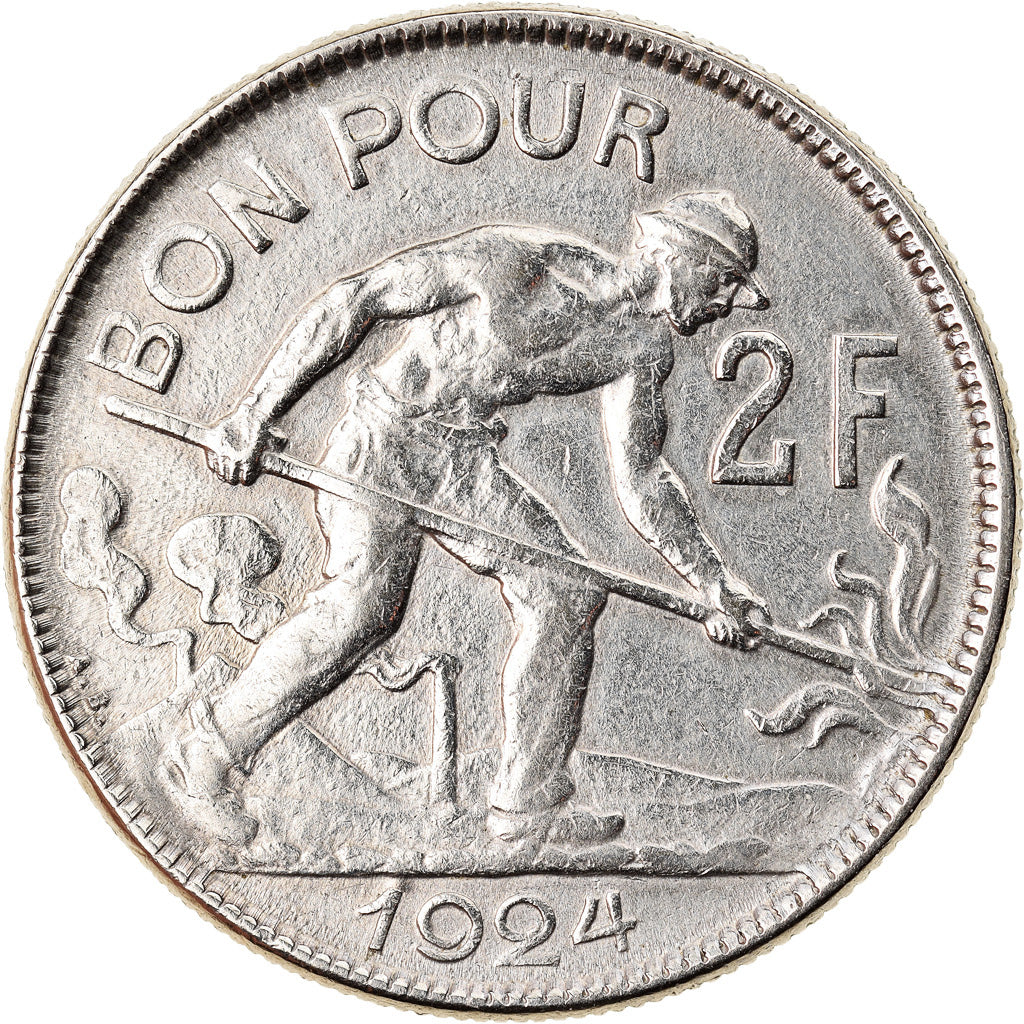 Coin, Luxembourg, Charlotte, 2 Francs, 1924, EF(40-45), Nickel, KM:36