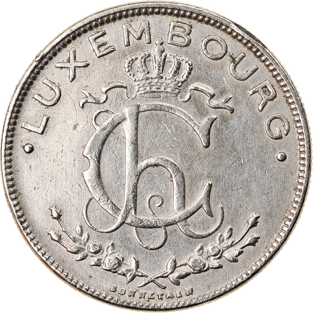 Coin, Luxembourg, Charlotte, 2 Francs, 1924, EF(40-45), Nickel, KM:36