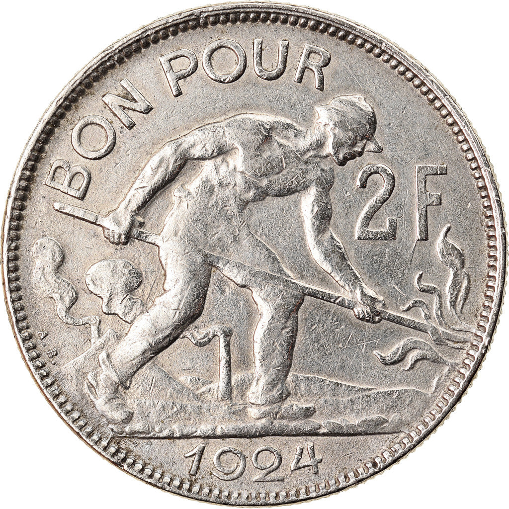 Coin, Luxembourg, Charlotte, 2 Francs, 1924, EF(40-45), Nickel, KM:36