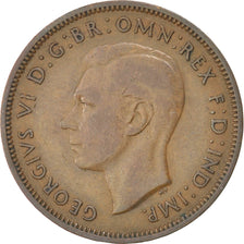 GREAT BRITAIN, 1/2 Penny, 1938, KM #844, AU(50-53), Bronze, 25.5, 5.63