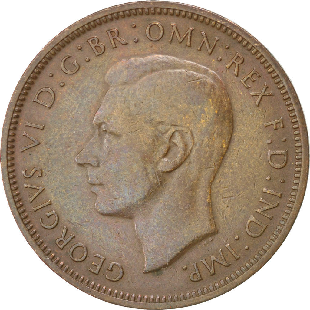 Coin, Great Britain, George VI, 1/2 Penny, 1947, AU(50-53), Bronze, KM:844